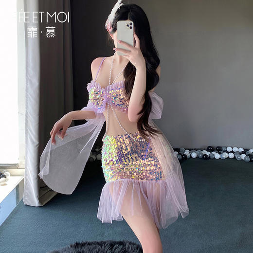 【情趣内衣】霏慕 梦幻人鱼姬珠链点缀套装6633 商品图5