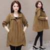 QYM 23X209-Y纯色外套连帽中长款宽松时尚优雅不对称风衣 商品缩略图2