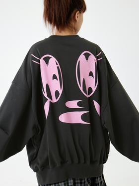 CryingCenter我哭了宝宝蓝奶油米芭比粉黑大廓形显瘦宽松圆领卫衣