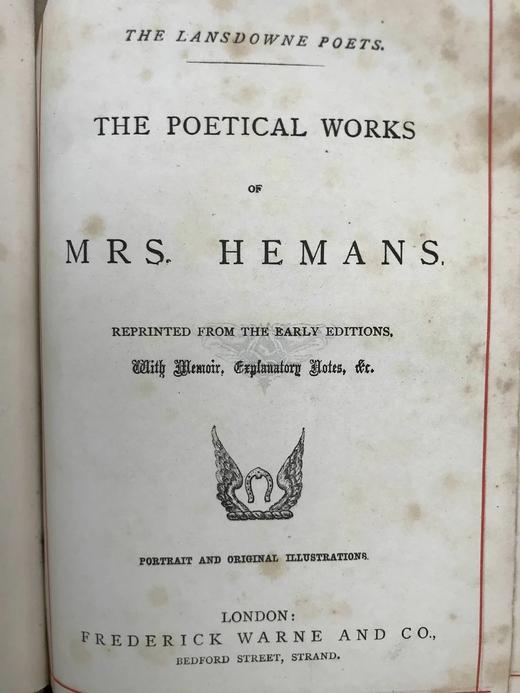 约19世纪后期 赫曼斯夫人诗集 8幅插图 漆布精装32开 商品图2