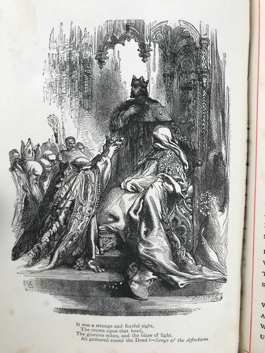 约19世纪后期 赫曼斯夫人诗集 8幅插图 漆布精装32开 商品图5