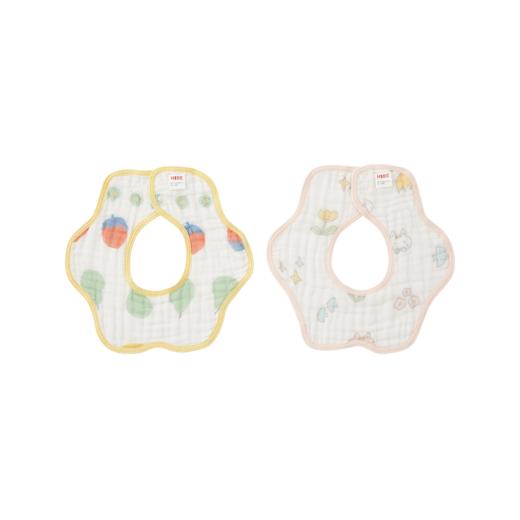 怡比生命之歌纱布围嘴围兜三角巾2条入（蓝黄色/黄花色）27*28cm 商品图1