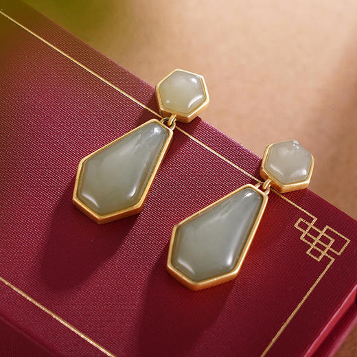子佩集S925银青玉耳钉【WSC8451】镀金2308 商品图0