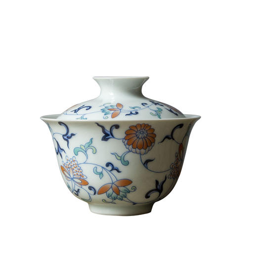 茶香记 草木灰 五彩缠枝无托盖碗 精细贴绘 秀丽清逸 出水顺畅 商品图4