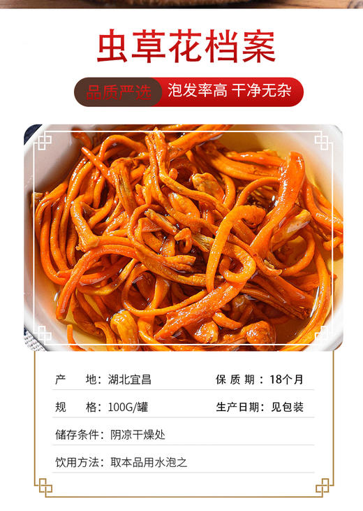 宜昌罐装神农架虫草花100G 商品图2