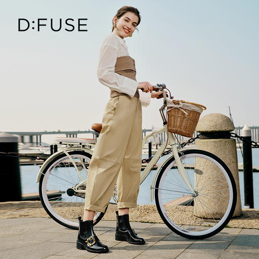 【复古藏家】D:FUSE迪芙斯冬款女靴切尔西靴牛皮圆头复古方扣短靴女DF34116227 商品图5