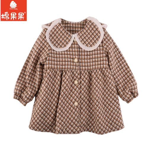 棉果果秋季新品女童薄毛呢网格气质翻领风衣M322100423428 商品图2