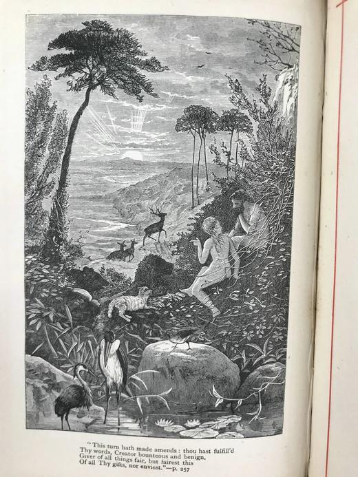 约19世纪后期 弥尔顿诗集 9幅插图 漆布精装32开 商品图5