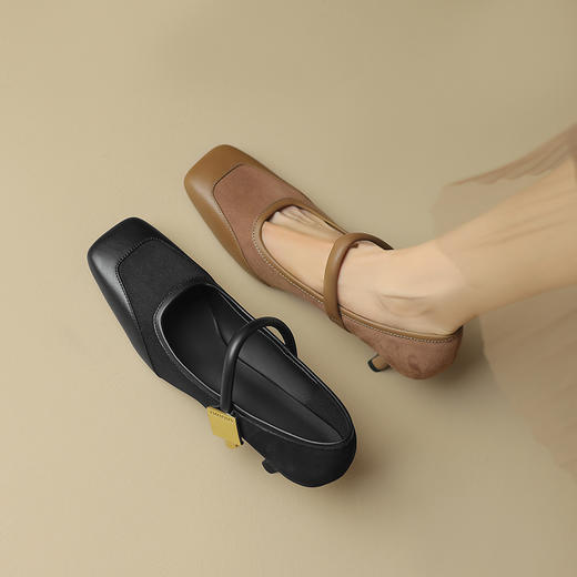 秋季新款，纯色拼接浅口高跟单鞋DB-M5658 商品图4