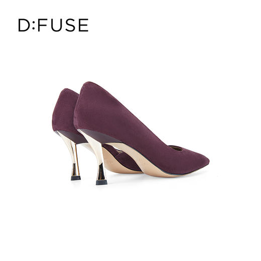 D:FUSE迪芙斯秋季新款单鞋女高跟鞋羊反绒方头中后空跟鞋女DF33114025 商品图3