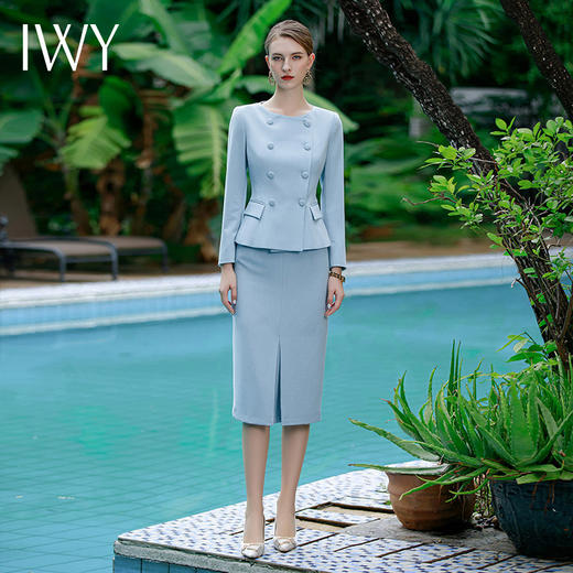 IWY/春秋季套装女名媛气质大码高端上衣半身裙韩版两件套职业装CS1735 商品图3