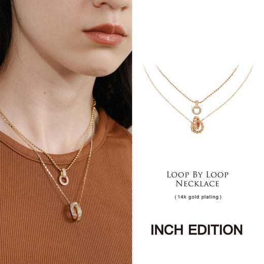 INBB0304 环环相扣双环双层项链个性叠戴时尚项链男女情侣｜ INCH EDITION 时光不惑系列 商品图1