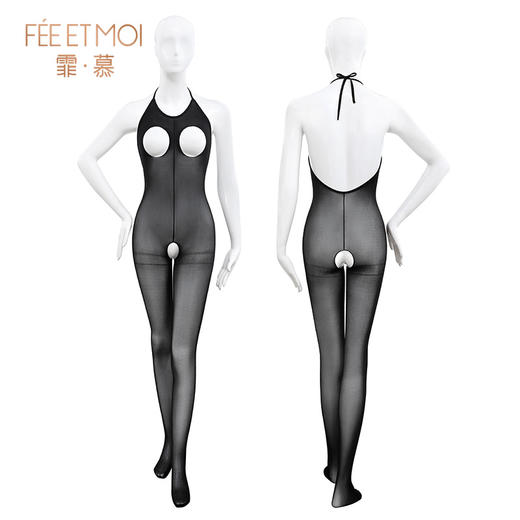 【霏慕】挂脖绑带露胸开裆连身袜6676 商品图11