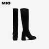 MIO米奥冬季方头高跟长筒靴复古简约弹力袜靴时髦个性女靴M235801936 商品缩略图4
