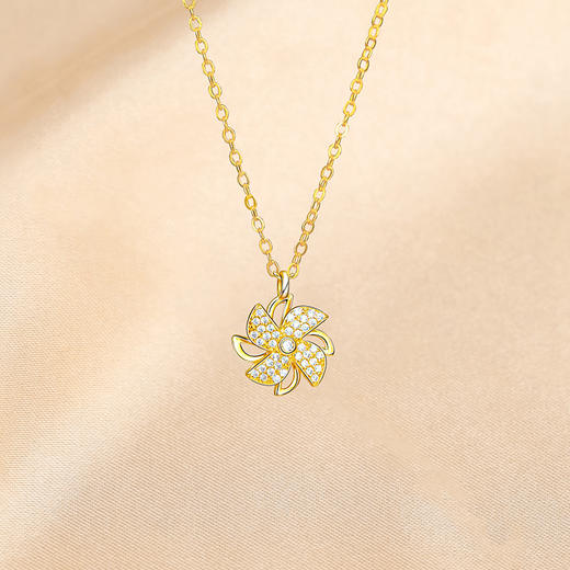 【STERLING SILVERNECKLACE纯银可旋转风车项链】简约气质女网红韩国S925通体纯银2021年新款潮项饰，可旋转风车外观，敏感肌可佩戴 商品图6