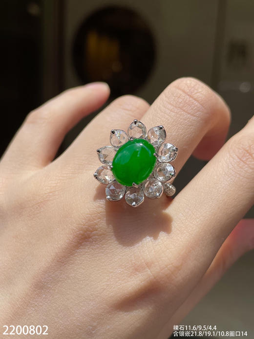 老坑艳绿蛋面戒指【2200802】具体价格微信咨询 商品图3