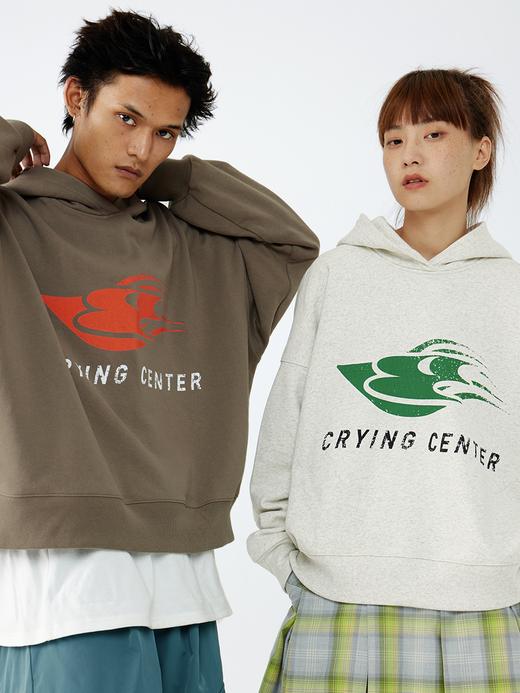 CryingCenter 浪花3C复古做旧短款新疆棉宽松戴帽卫衣哭喊中心 商品图1