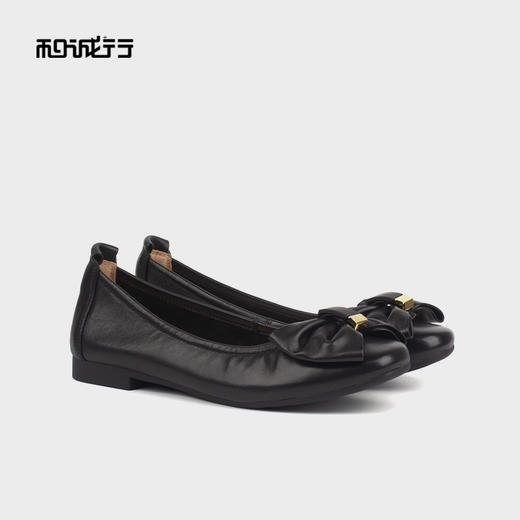 和诚行 2023秋冬新款舒适百搭女蝴蝶结浅口平跟单鞋芭蕾鞋0810228 商品图4