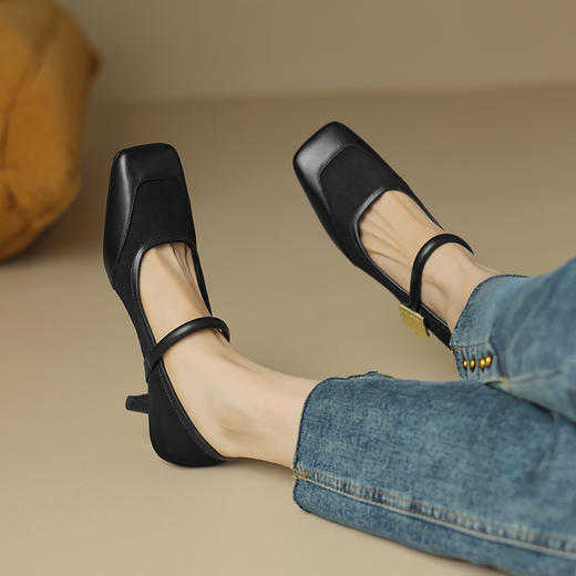 秋季新款，纯色拼接浅口高跟单鞋DB-M5658 商品图12