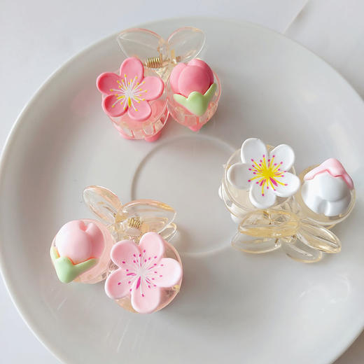 粉色樱花抓夹花朵可爱少女心高马尾发抓甜美夹子小号鲨鱼夹发饰 商品图4