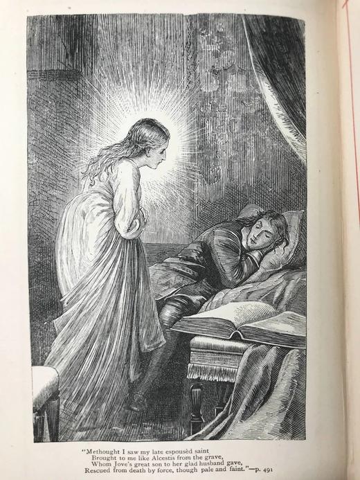 约19世纪后期 弥尔顿诗集 9幅插图 漆布精装32开 商品图12