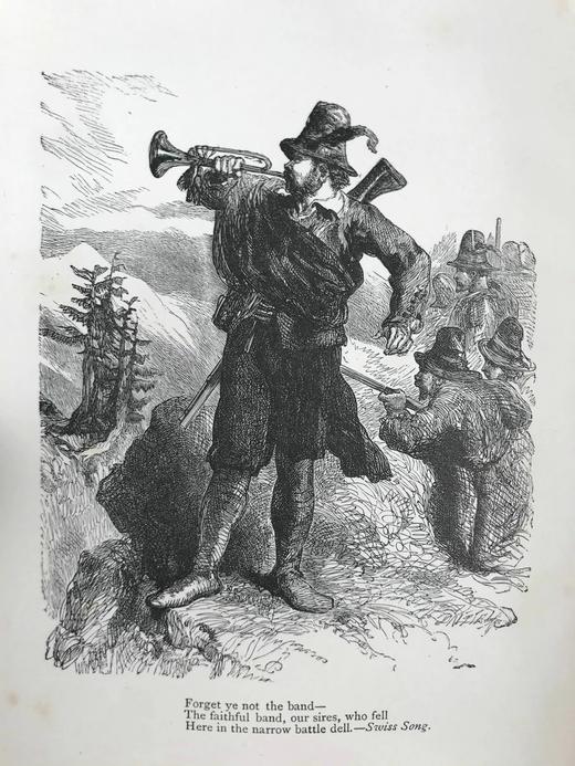 约19世纪后期 赫曼斯夫人诗集 8幅插图 漆布精装32开 商品图7