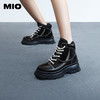 MIO米奥冬季纯色高跟厚底靴子时髦酷飒系带机能马丁靴女靴M235614239 商品缩略图0