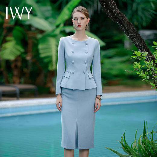 IWY/春秋季套装女名媛气质大码高端上衣半身裙韩版两件套职业装CS1735 商品图2