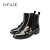 【复古藏家】D:FUSE迪芙斯冬款女靴切尔西靴牛皮圆头复古方扣短靴女DF34116227 商品缩略图3