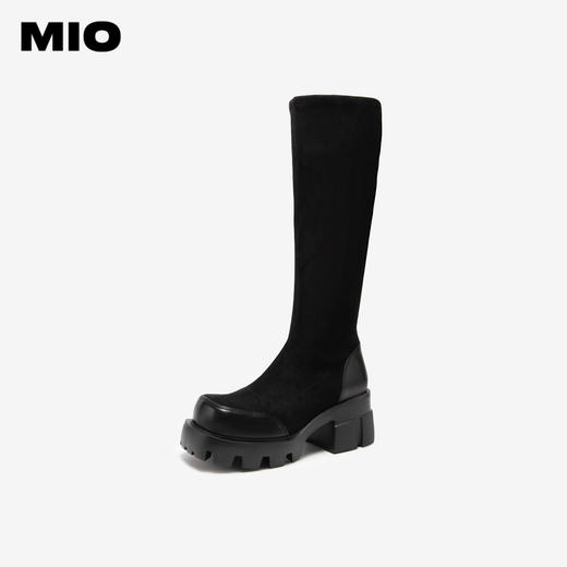 MIO米奥冬季圆头套筒弹力长靴潮流个性显高厚底休闲袜靴女靴M235830217 商品图0