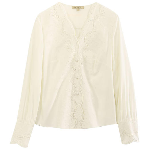 玳莎绣花气质V领衬衫女秋季新款宽松显瘦优雅别致长袖衬衣  DC31304 商品图4