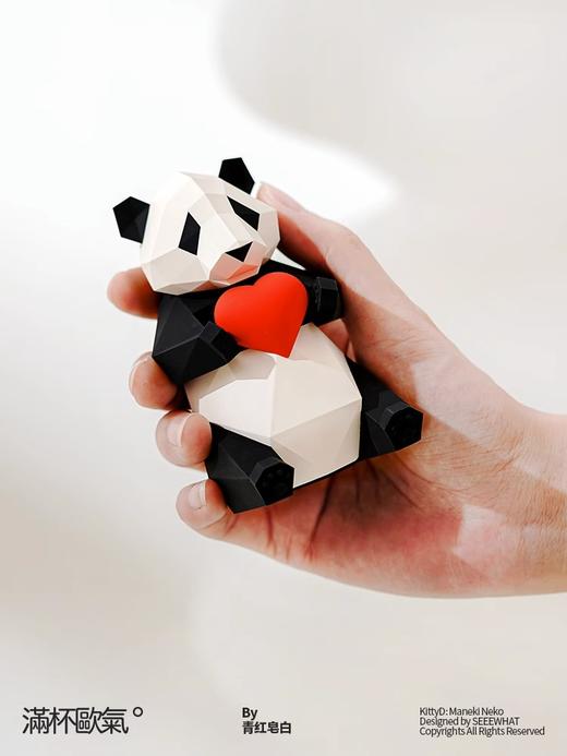 满杯欧气几何熊猫创意桌面办公室汽车车载艺术摆件小众ins 青红皂白 商品图2