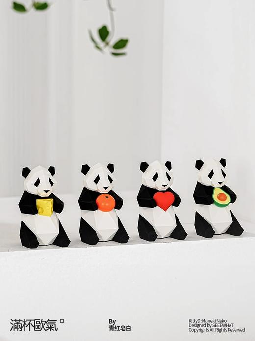满杯欧气几何熊猫创意桌面办公室汽车车载艺术摆件小众ins 青红皂白 商品图3