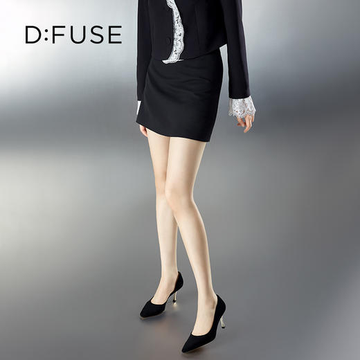 D:FUSE迪芙斯秋季新款单鞋女高跟鞋羊反绒方头中后空跟鞋女DF33114025 商品图7
