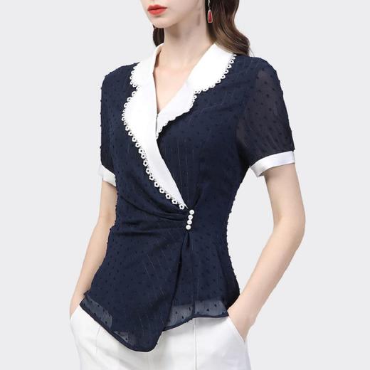 A衬衫女夏季短袖开衫设计感高档次职业上衣显瘦百搭遮肉新款 商品图1