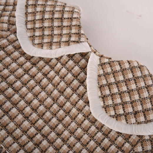 棉果果秋季新品女童薄毛呢网格气质翻领风衣M322100423428 商品图4