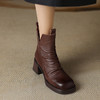 秋冬新款，头层牛皮粗跟圆头短靴YX-A1010 商品缩略图5