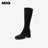 MIO米奥冬季方头高跟长筒靴复古简约弹力袜靴时髦个性女靴M235801936 商品缩略图0