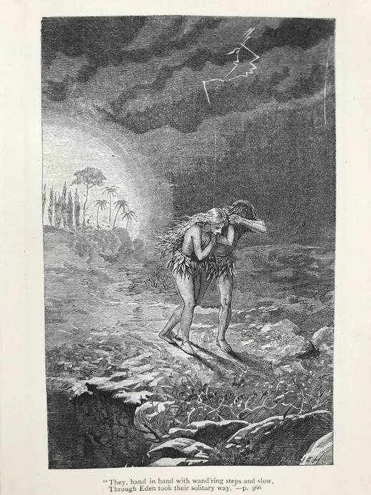 约19世纪后期 弥尔顿诗集 9幅插图 漆布精装32开 商品图10