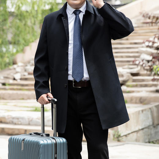 【新款DXS】大依优型中长款风衣翻领加肥加大码上衣外套商务休闲男士中山装Y 商品图0