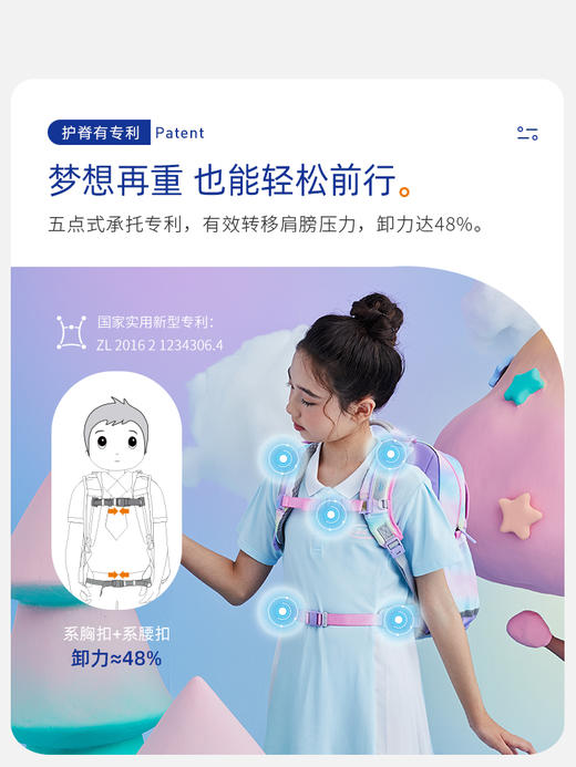 梦乐SS23尊贵护脊书包LSP103P 商品图4