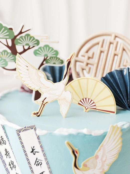 清新素雅寿星蛋糕，淡淡蓝色，恬静优雅，寓意拦下所有不好，只剩平安甜蜜💕 商品图4