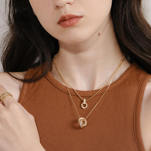 INBB0304 环环相扣双环双层项链个性叠戴时尚项链男女情侣｜ INCH EDITION 时光不惑系列 商品图4