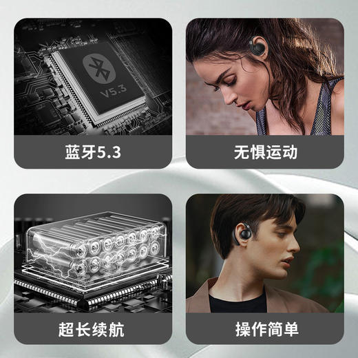 AURARO G116开放式耳夹耳机 | 智能触控，操作更方便~音乐控制，接听/挂断电话，呼叫语音助手，轻轻松松轻点触控,佩戴轻盈舒适，不入耳不疼痛 商品图3