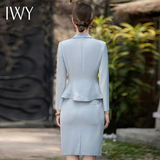 IWY/蓝色正装套装面试服装长袖西装套裙蓝色职业装经理工作服C1851+S1825 商品图4