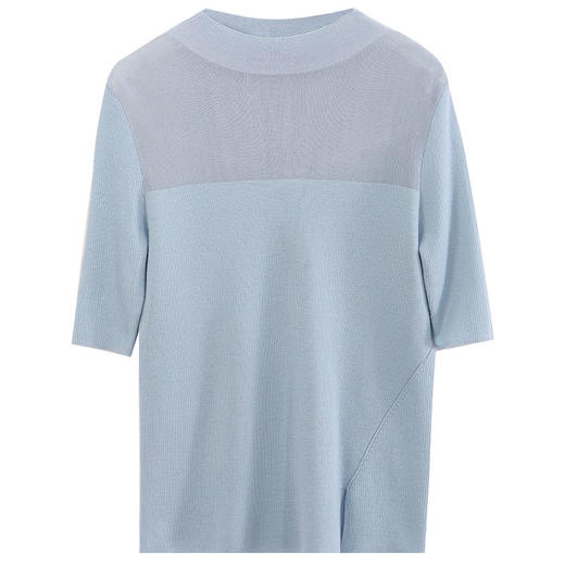 玳莎半高圆领针织衫女新款小众拼接设计感修身套头衫  DC33101 商品图4