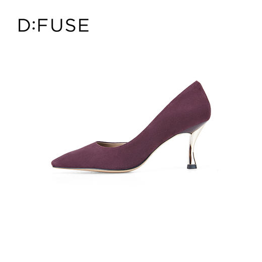 D:FUSE迪芙斯秋季新款单鞋女高跟鞋羊反绒方头中后空跟鞋女DF33114025 商品图1