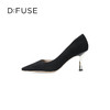 D:FUSE迪芙斯秋季新款单鞋女高跟鞋羊反绒方头中后空跟鞋女DF33114025 商品缩略图4
