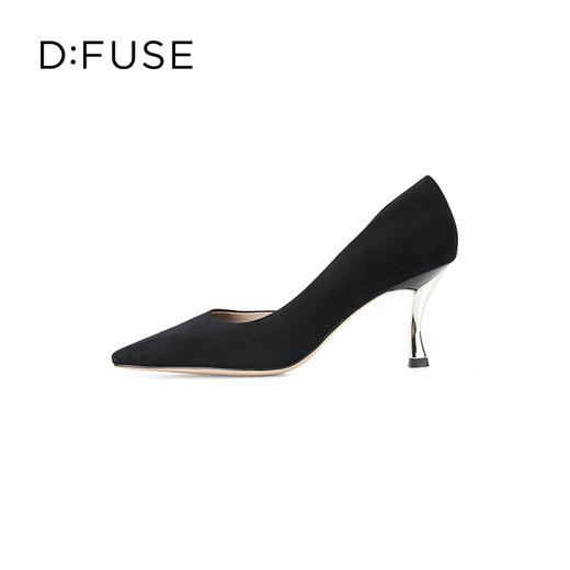 D:FUSE迪芙斯秋季新款单鞋女高跟鞋羊反绒方头中后空跟鞋女DF33114025 商品图4