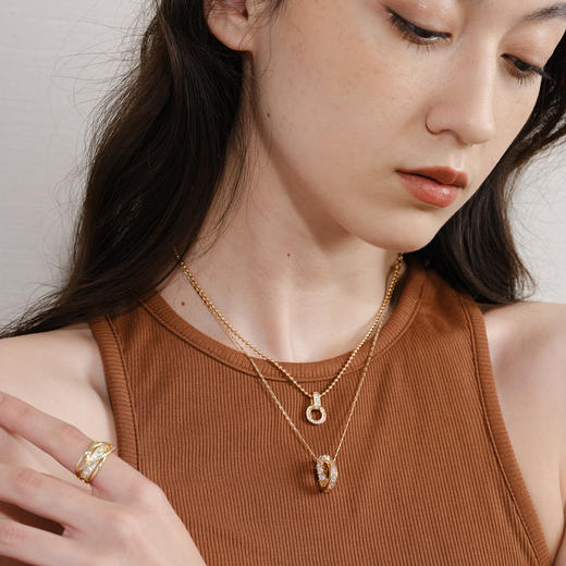 INBB0304 环环相扣双环双层项链个性叠戴时尚项链男女情侣｜ INCH EDITION 时光不惑系列 商品图3